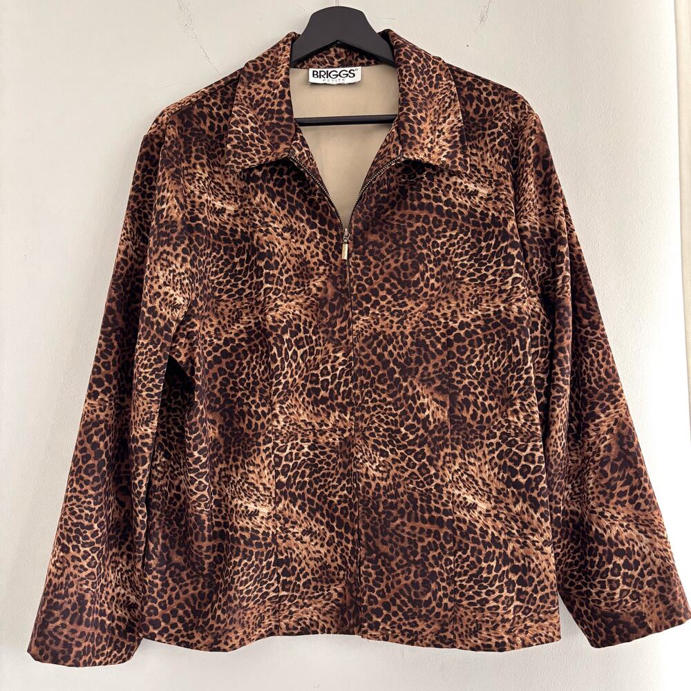 Briggs Petite Leopard Print Zip Up Jacket